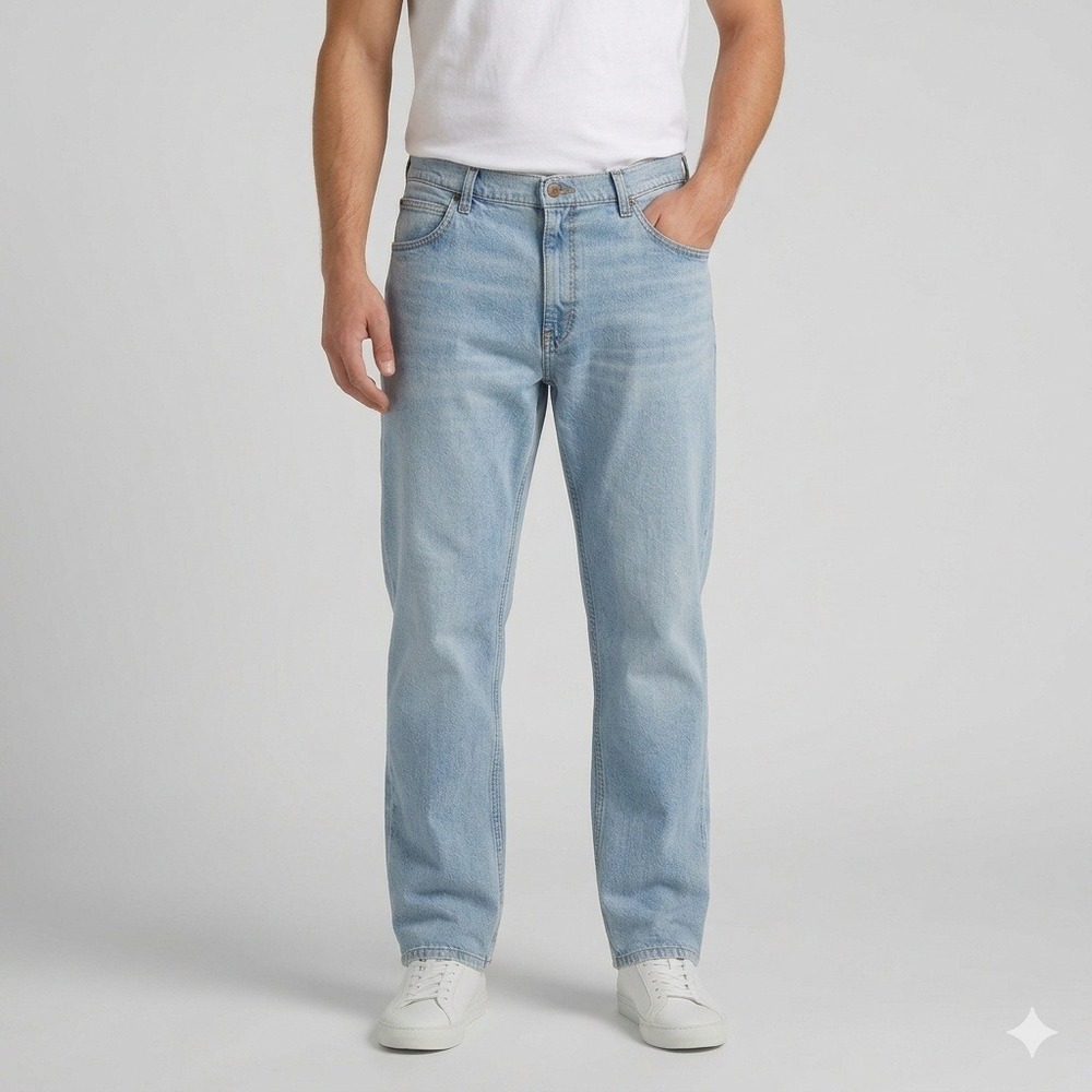 Lee Relaxed Fit Straight Leg Light Wash Casual Denim Jeans 42